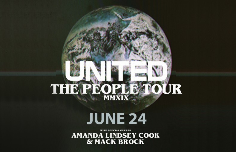 Hillsong UNITED art work listing of special guest Amanda Lindsey Cook and Mack Brock. 