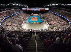 Arena full of people facing the stage